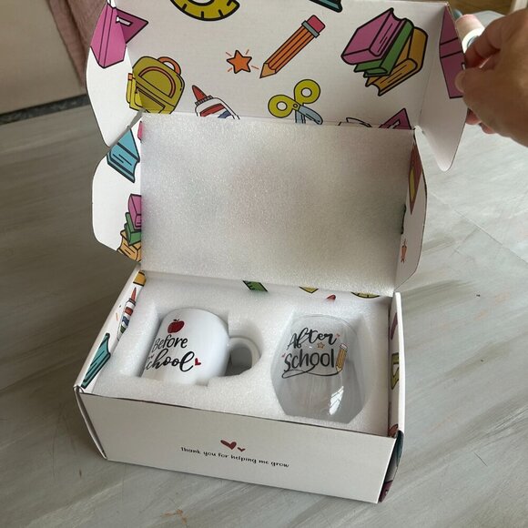 NEW Teacher Appreciation Gifts for Women  Coffee Mug Wine Glass Funny Thank You - Picture 8 of 12